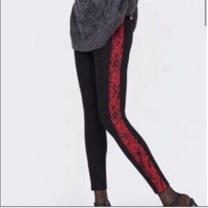 New! Zara basic medium black side stripe snake print leggings.